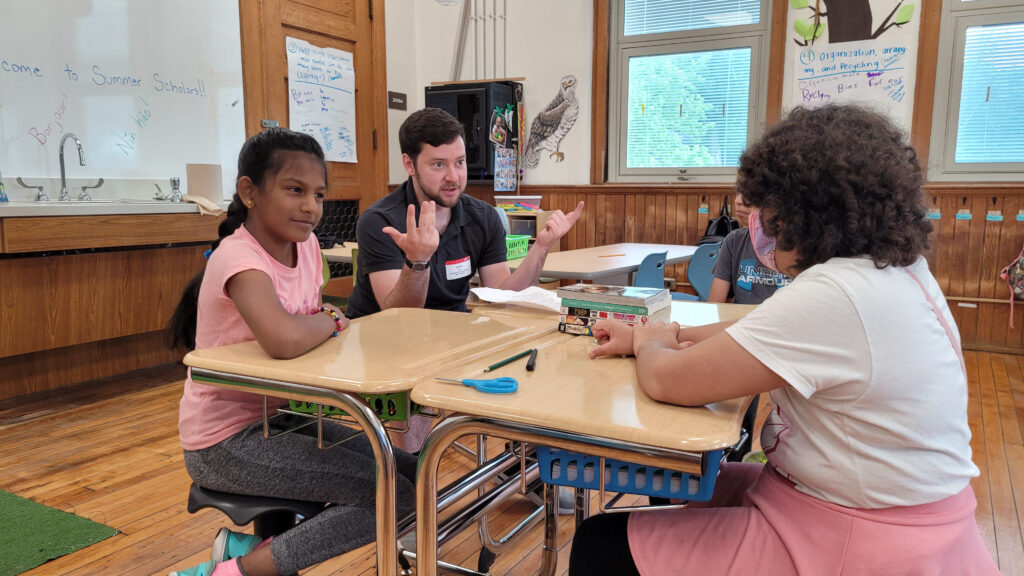 Philosophy Graduate Student, Jacob Ebbs, teaches philosophy for kids (P4C) to students at Clifton Area Neighborhood School (CANS)