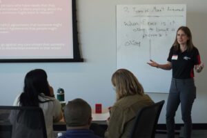 Christina Baulch leads discussion during 2024 Professional Development workshop for teachers.